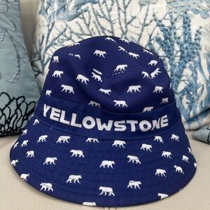Official Yellowstone National Park Purple White Bear Print Bucket Hat